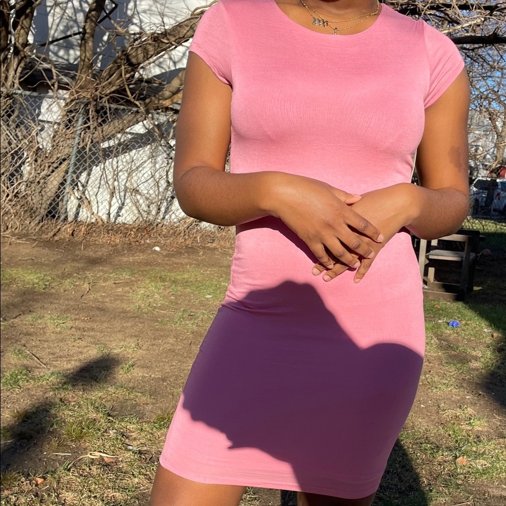 Pink Bodycon Midi Dress